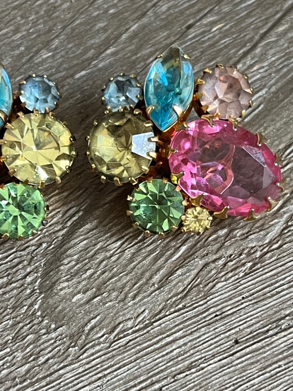 JULIANA Gold-Tone Multi-Color Crystal Cluster Clip Earrings - prong set - Picture 5 of 12